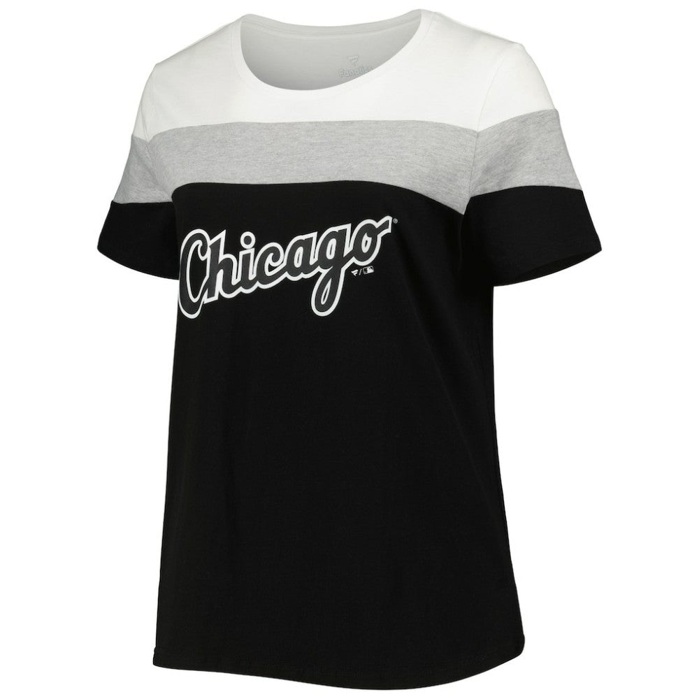 Chicago White Sox Women's Plus Size Colorblock T-Shirt - Black/Heather Gray - MLB Discount