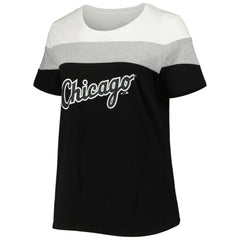 Chicago White Sox Women's Plus Size Colorblock T-Shirt - Black/Heather Gray - MLB Discount