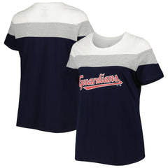 Cleveland Guardians Women's Plus Size Colorblock T-Shirt - Navy/Heather Gray - MLB Online