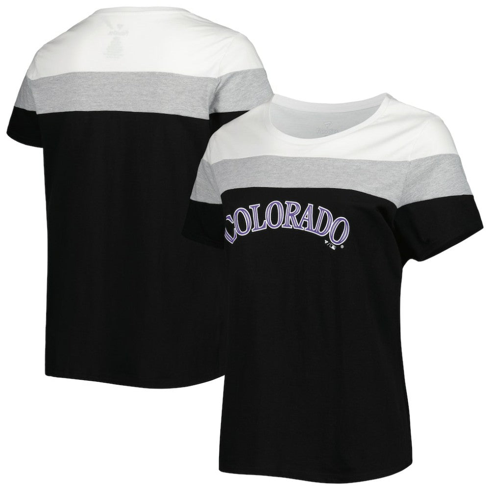 Colorado Rockies Women's Plus Size Colorblock T-Shirt - White/Black - MLB on Sale