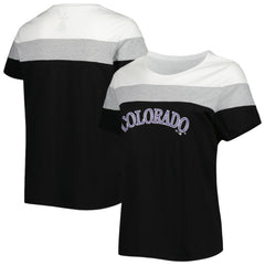 Colorado Rockies Women's Plus Size Colorblock T-Shirt - White/Black - MLB on Sale