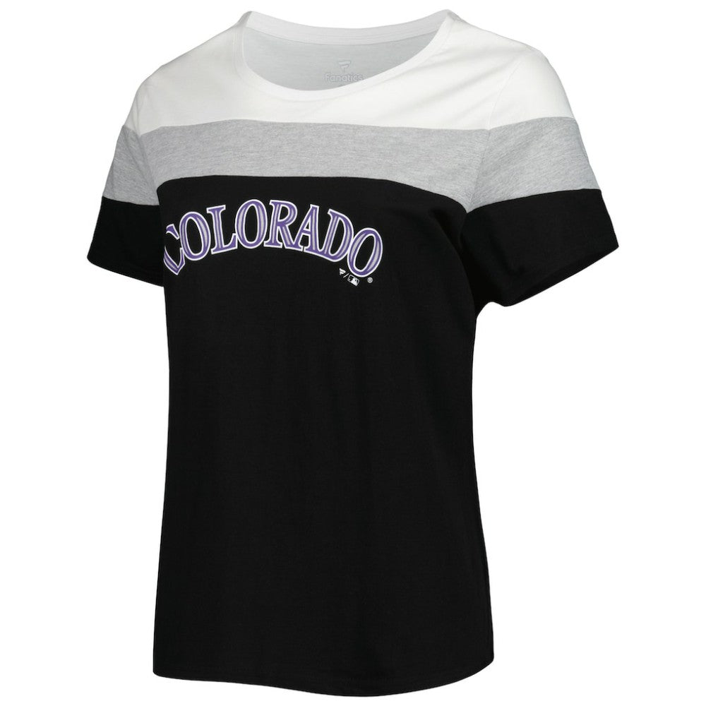 Colorado Rockies Women's Plus Size Colorblock T-Shirt - White/Black - MLB on Sale