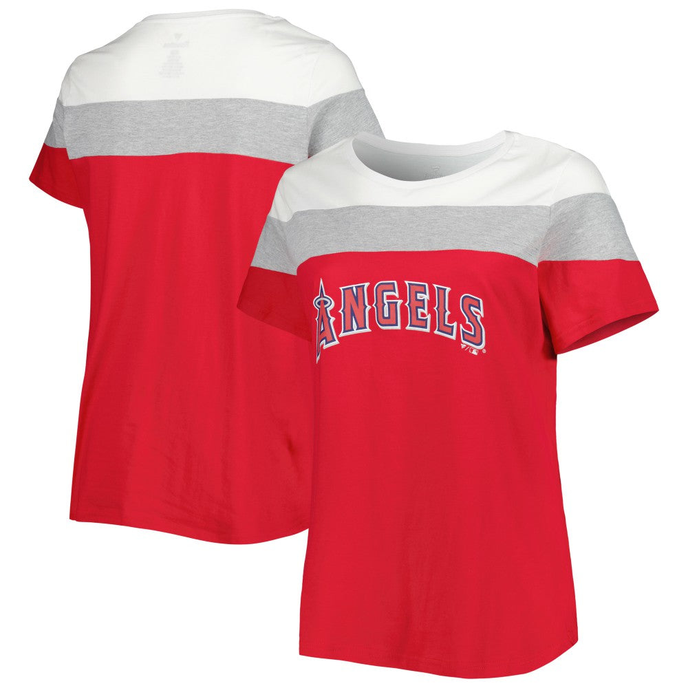 Los Angeles Angels Women's Plus Size Colorblock T-Shirt - White/Red - MLB Discount