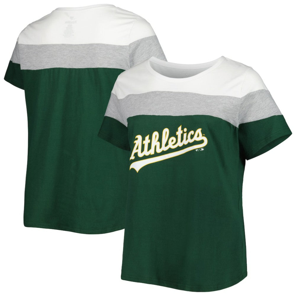 Athletics Women's Plus Size Colorblock T-Shirt - White/Green - MLB Online