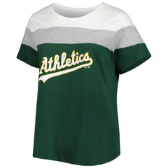 Athletics Women's Plus Size Colorblock T-Shirt - White/Green - MLB Online
