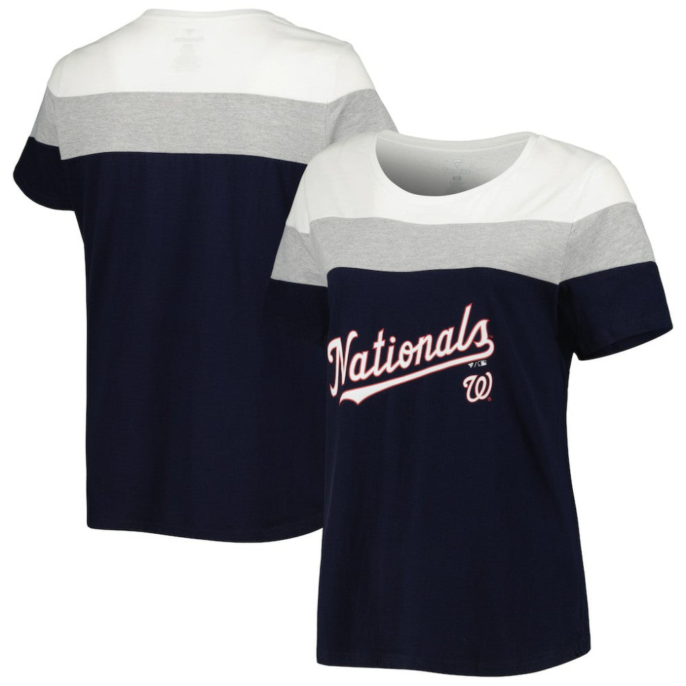 Washington Nationals Women's Plus Size Colorblock T-Shirt - Navy/Heather Gray - MLB Sale