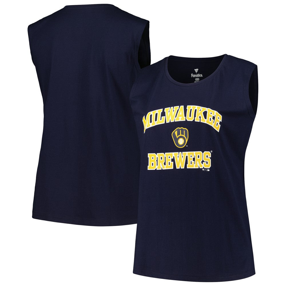 Milwaukee Brewers Profile Women's Plus Size Tank Top - Navy - MLB Discount