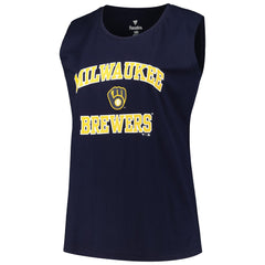 Milwaukee Brewers Profile Women's Plus Size Tank Top - Navy - MLB Discount
