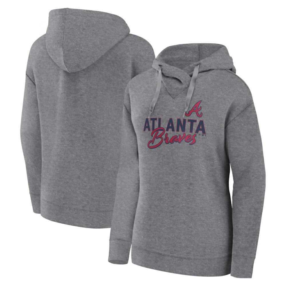 Profile Atlanta Braves Women's Plus Size Pullover Hoodie - Heather Gray - MLB Lifestyle
