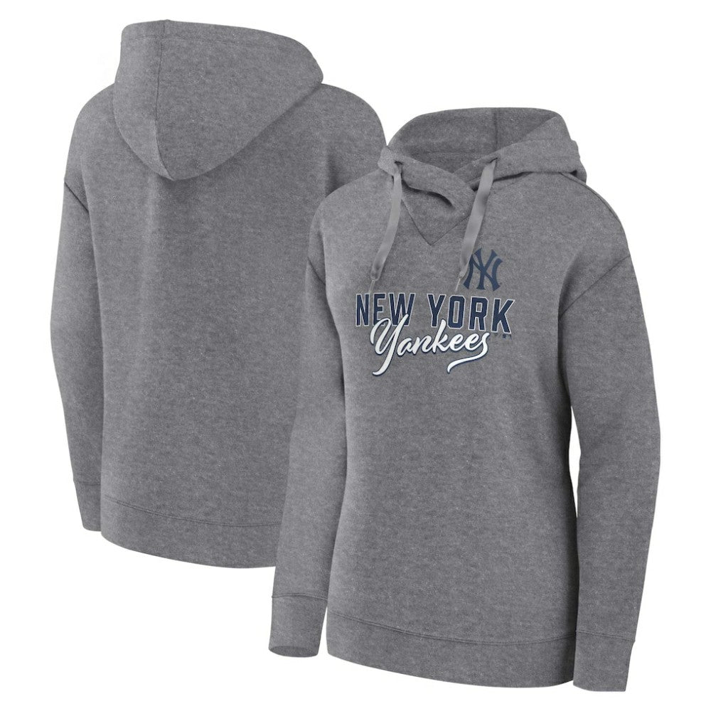 Profile New York Yankees Women's Plus Size Pullover Hoodie - Heather Gray - MLB Lifestyle