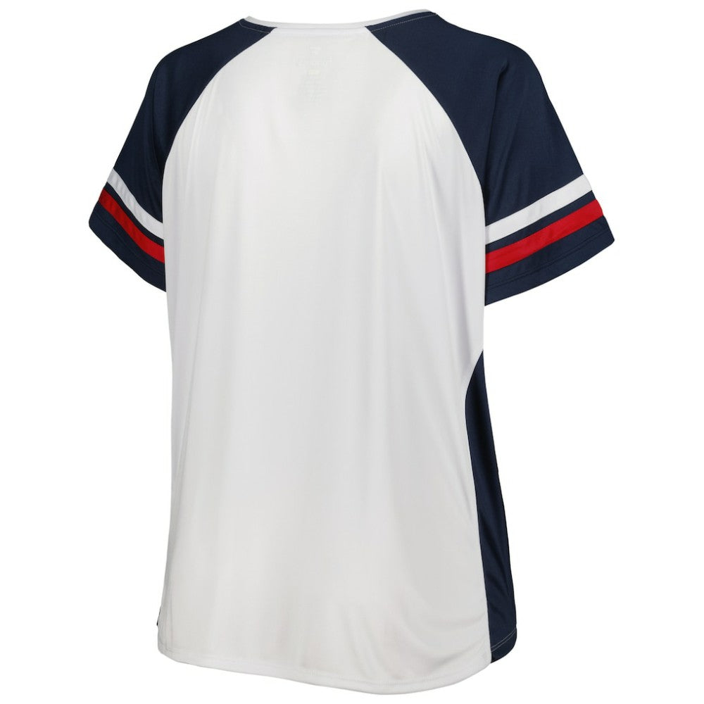 Washington Nationals Women's Plus Size Notch Neck T-Shirt - White/Navy - MLB on Sale