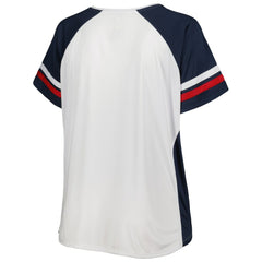 Washington Nationals Women's Plus Size Notch Neck T-Shirt - White/Navy - MLB on Sale