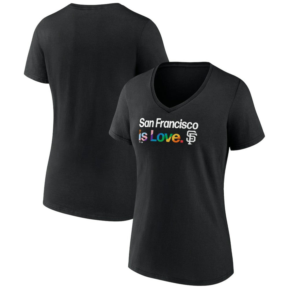 San Francisco Giants Profile Women's Plus Size Pride V-Neck T-Shirt - Black - MLB Discount