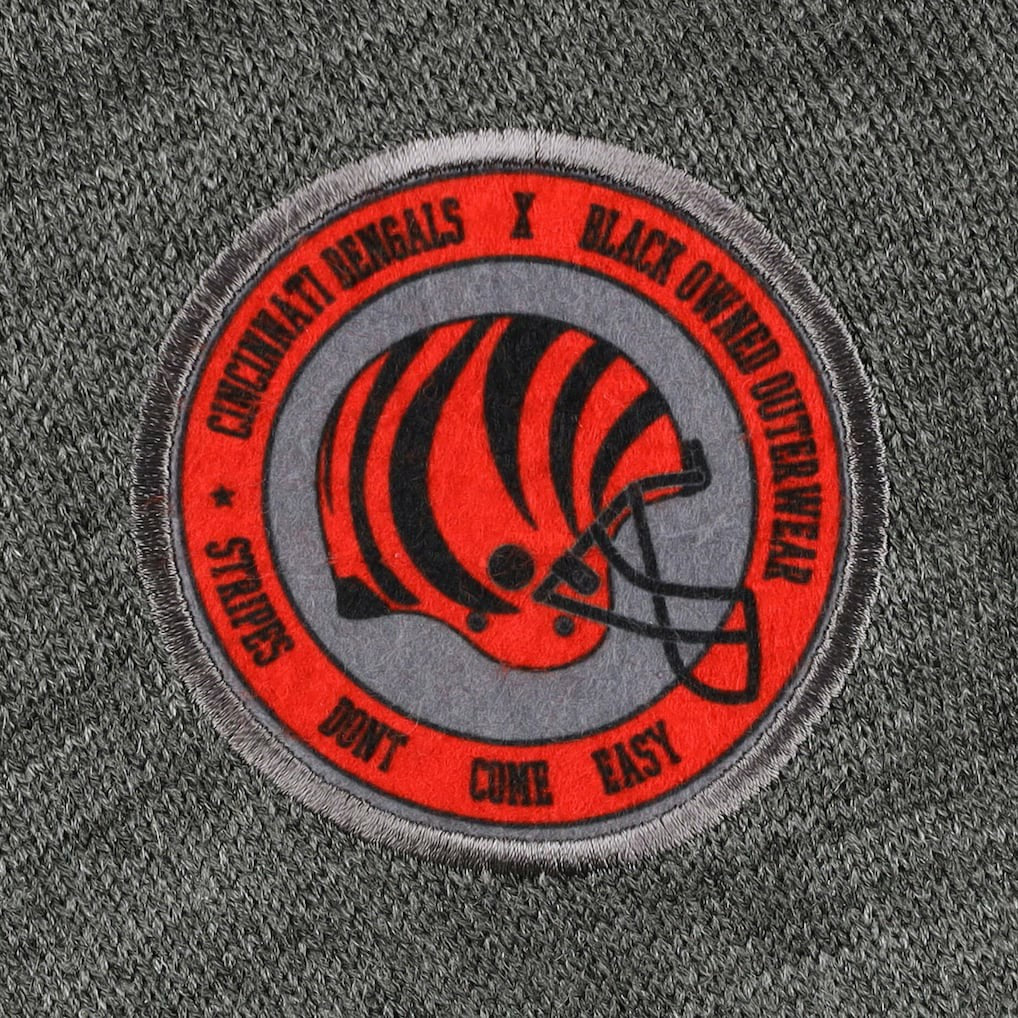 Cincinnati Bengals x BlaCkOWned Stripes Don't Come Easy Pullover Hoodie Gray
