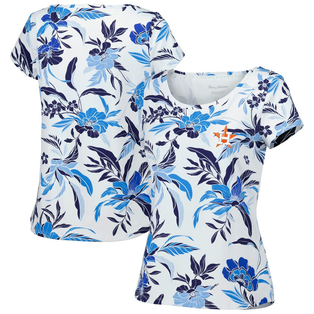Houston Astros Tommy Bahama Women's Aubrey Romantic Blooms IslandZone T-Shirt - White - MLB Discount