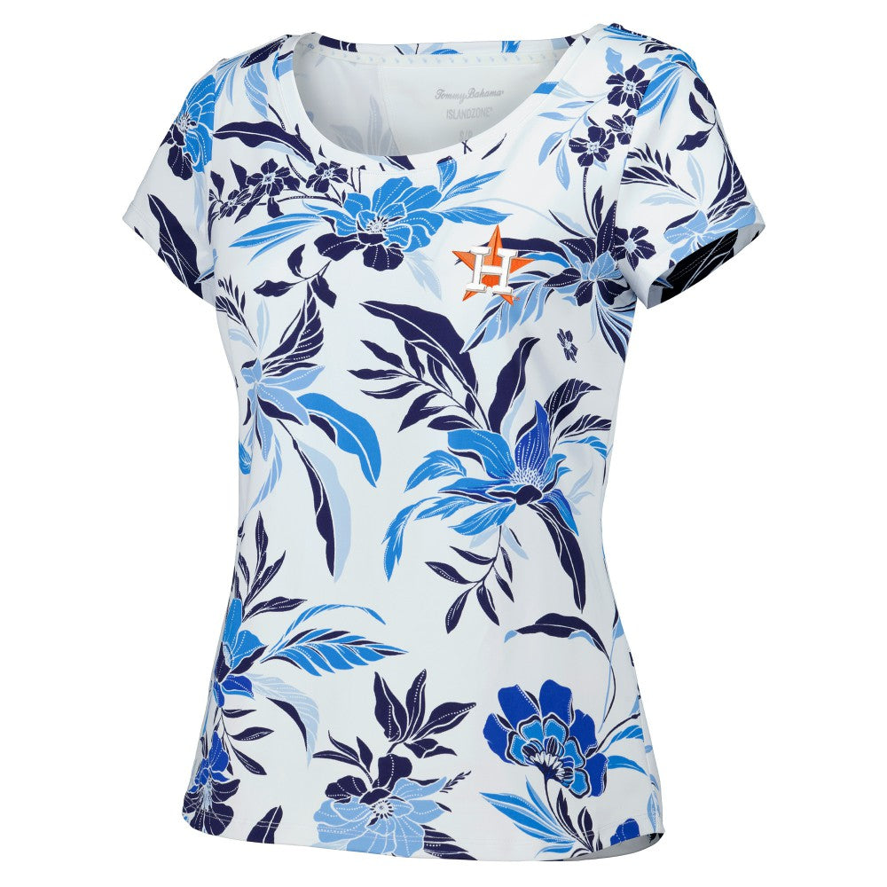 Houston Astros Tommy Bahama Women's Aubrey Romantic Blooms IslandZone T-Shirt - White - MLB Discount