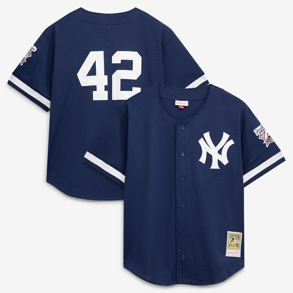 Mariano Rivera New York Yankees Mitchell & Ness Cooperstown Collection Mesh Batting Practice Button-Up Jersey - Navy - New Era Sale