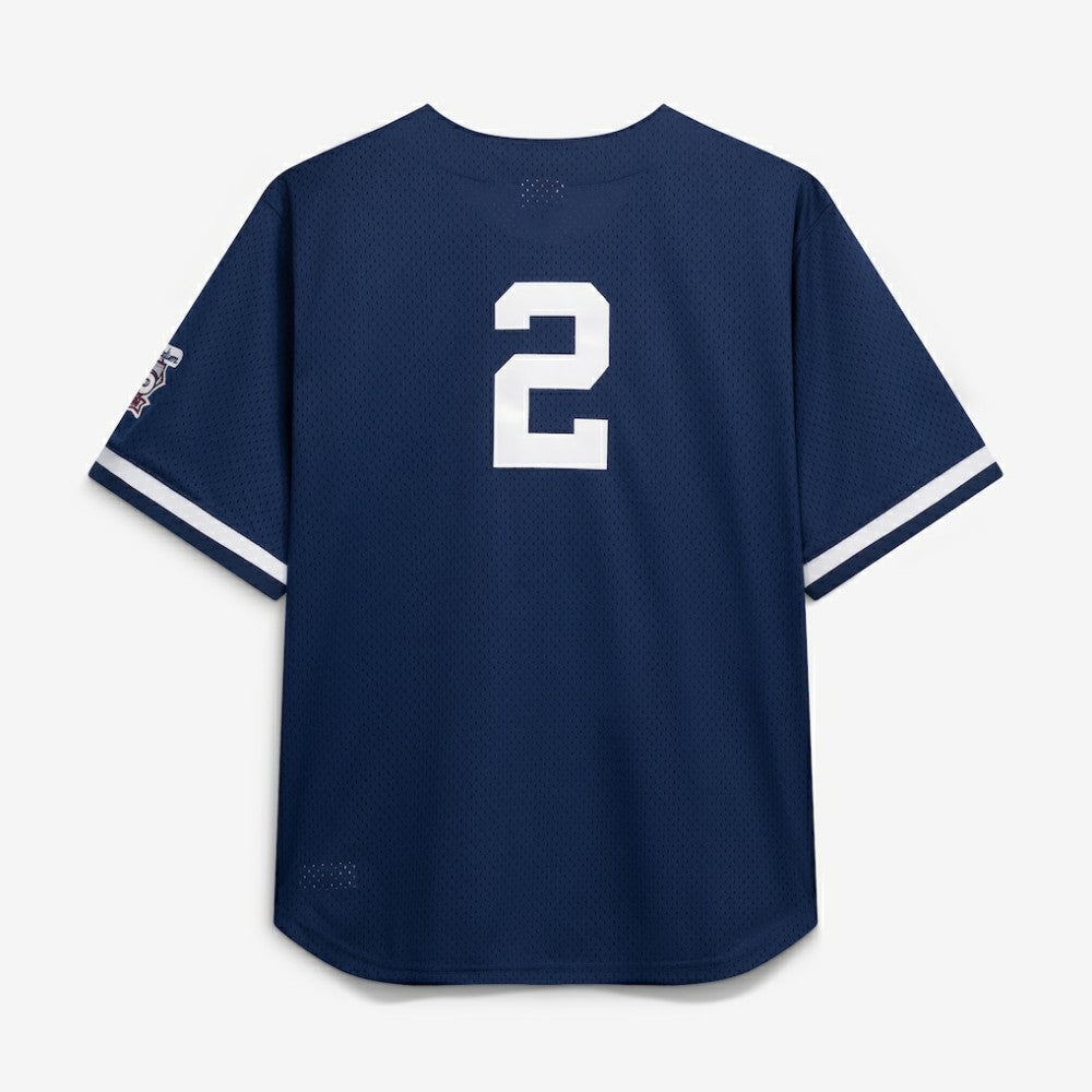 Derek Jeter New York Yankees Mitchell & Ness Cooperstown Collection Mesh Batting Practice Button-Up Jersey - Navy - Mitchell & Ness Online