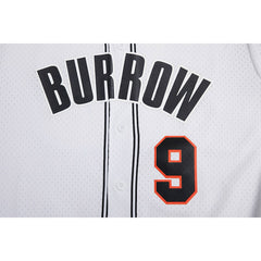 Joe Burrow Cincinnati Bengals Pro Standard Mesh Baseball Button-Up T-Shirt White