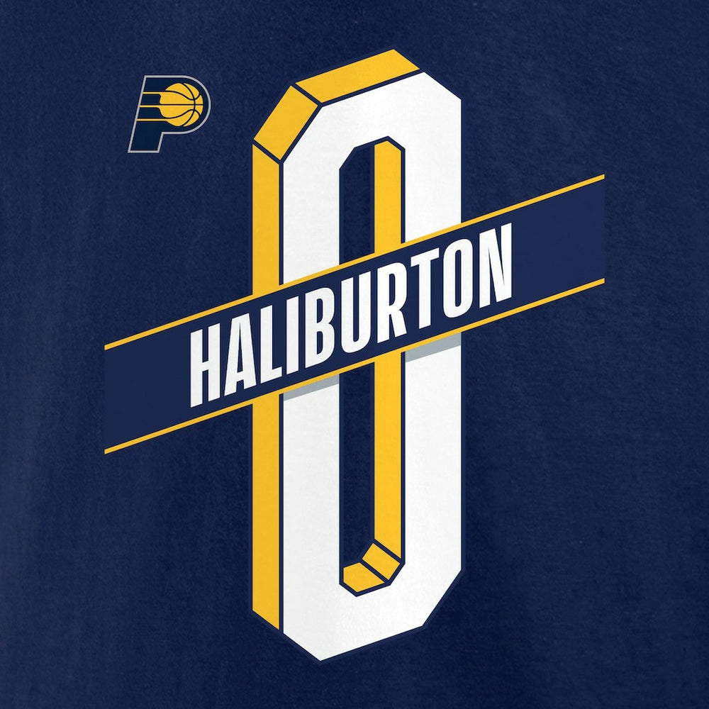 Tyrese Haliburton Indiana Pacers Full-Court Press Name & Number T-Shirt Navy