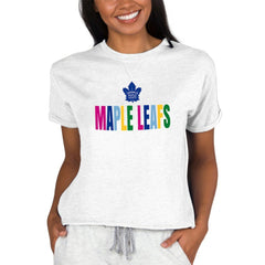 Toronto Maple Leafs Concepts Sport Women's Tri-Blend Mainstream Terry Short Sleeve Sweatshirt Top - Oatmeal - NHL 5294995