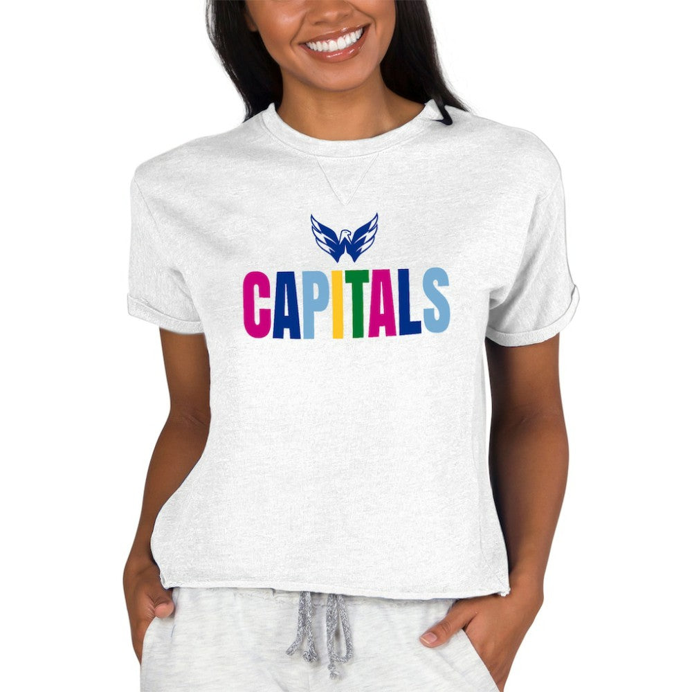 Washington Capitals Concepts Sport Women's Tri-Blend Mainstream Terry Short Sleeve Sweatshirt Top - Oatmeal - NHL 5294997