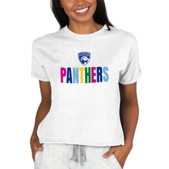 Florida Panthers Concepts Sport Women's Tri-Blend Mainstream Terry Short Sleeve Sweatshirt Top - Oatmeal - NHL 5295002