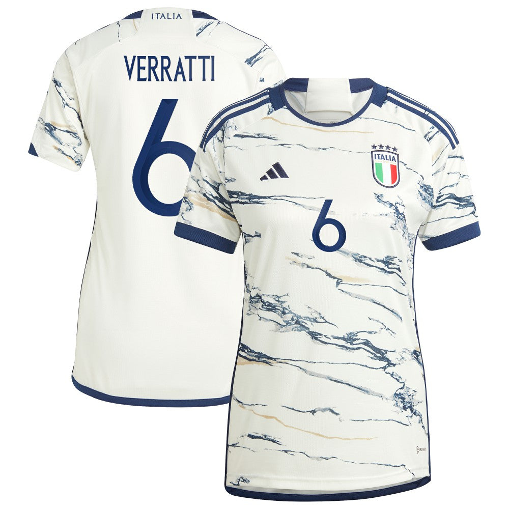 Marco Verratti Italy National Team Women's 2023 Away Replica Jersey White - Adidas