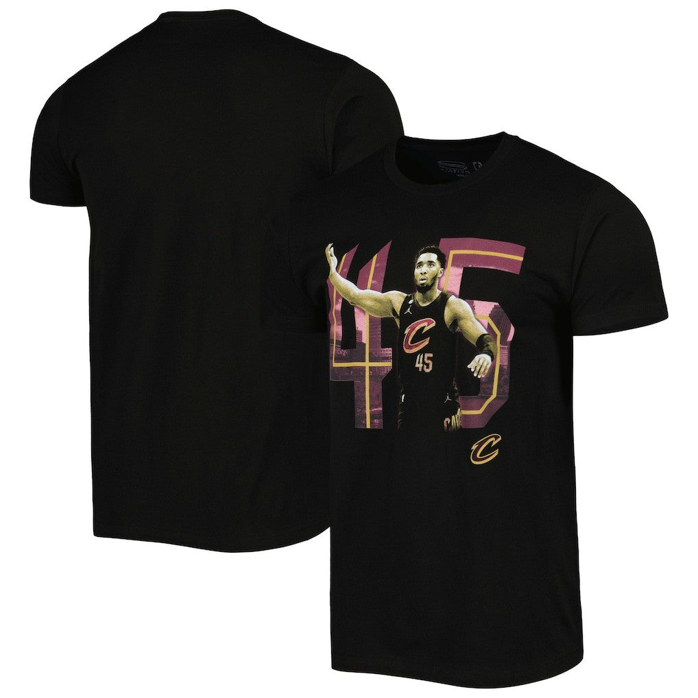 Donovan Mitchell Cleveland Cavaliers Stadium Essentials Unisex Player Skyline T-Shirt Black