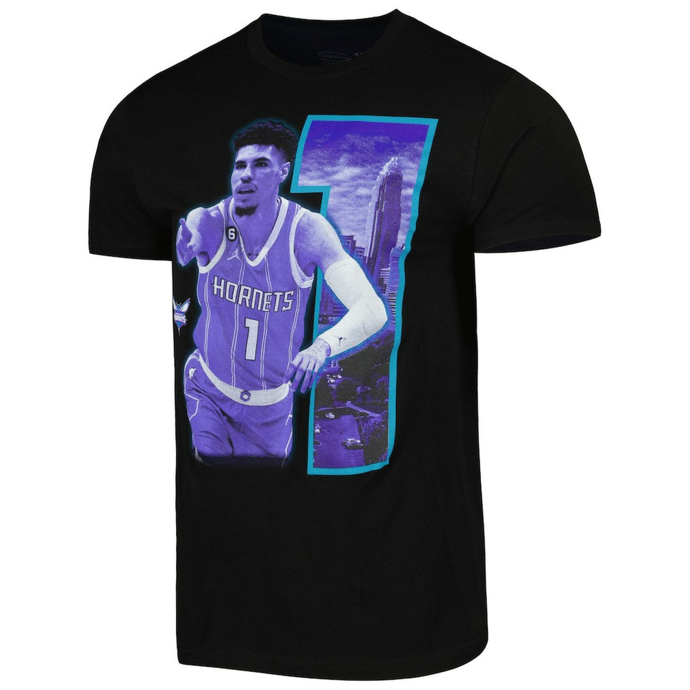 LaMelo Ball Charlotte Hornets Stadium Essentials Unisex Player Skyline T-Shirt Black