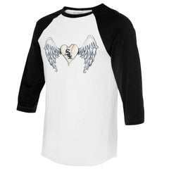 Chicago White Sox Tiny Turnip Women's Angel Wings 3/4-Sleeve Raglan T-Shirt - White/Black - MLB Lifestyle