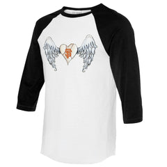 San Francisco Giants Tiny Turnip Women's Angel Wings 3/4-Sleeve Raglan T-Shirt - White/Black - MLB on Sale