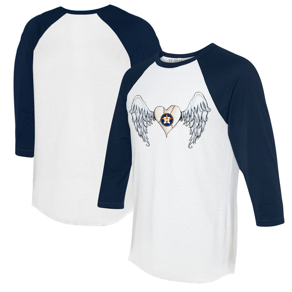 Houston Astros Tiny Turnip Women's Angel Wings 3/4-Sleeve Raglan T-Shirt - White/Navy - MLB on Sale