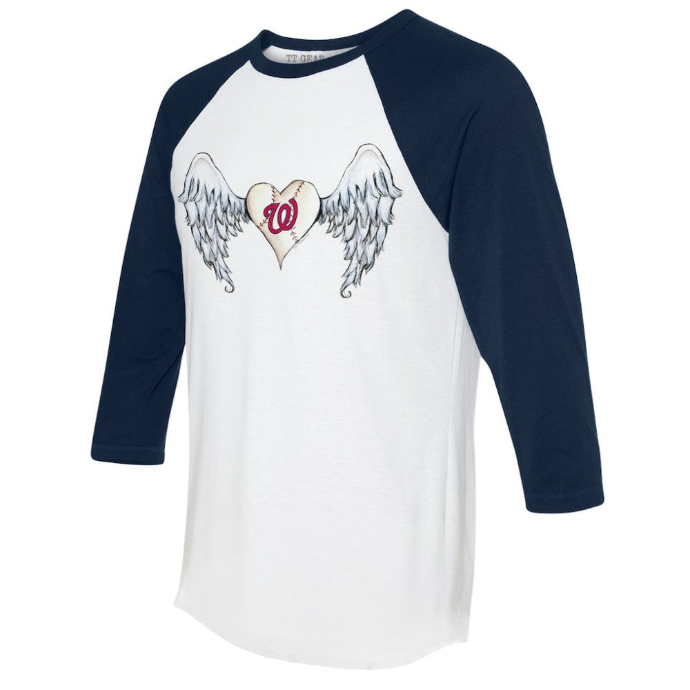 Washington Nationals Tiny Turnip Women's Angel Wings 3/4-Sleeve Raglan T-Shirt - White/Navy - MLB on Sale