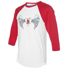 Boston Red Sox Tiny Turnip Women's Angel Wings 3/4-Sleeve Raglan T-Shirt - White/Red - MLB Discount