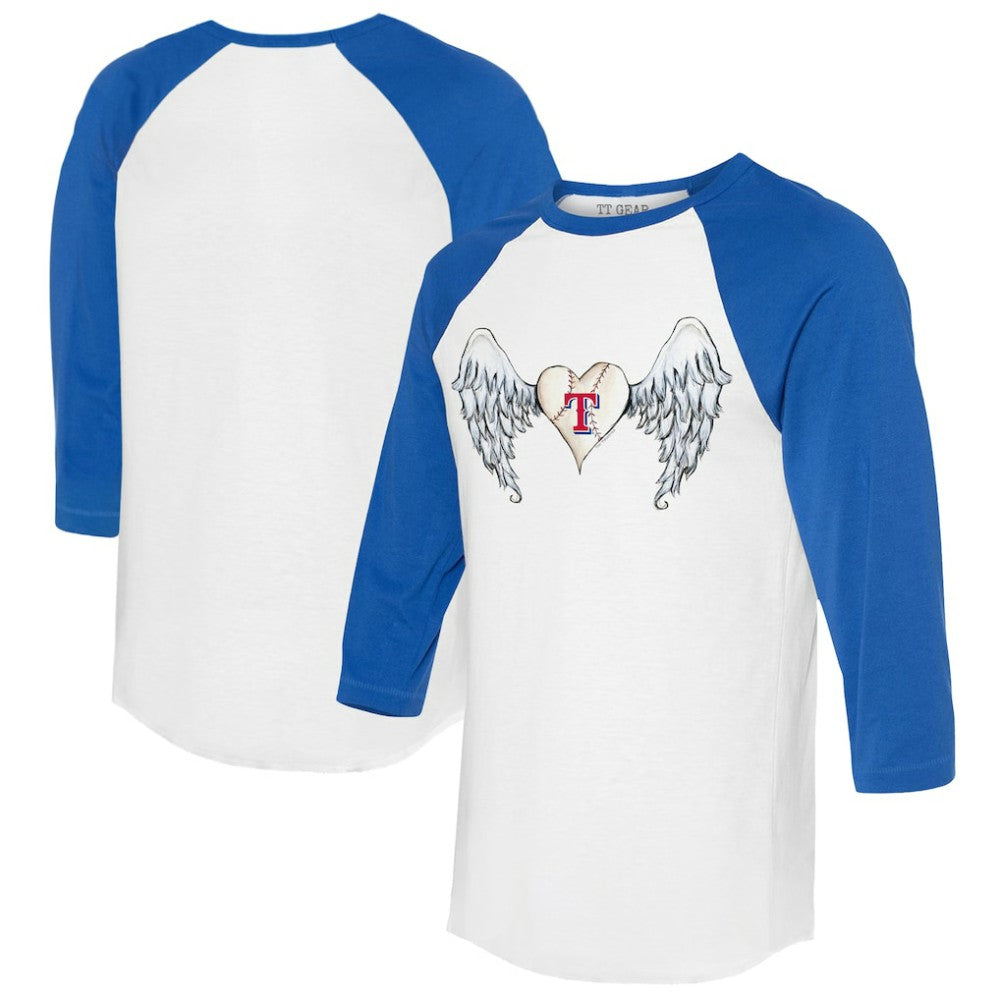 Texas Rangers Tiny Turnip Women's Angel Wings 3/4-Sleeve Raglan T-Shirt - White/Royal - MLB Sale