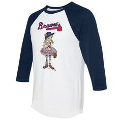 Atlanta Braves Tiny Turnip Women's Babes 3/4-Sleeve Raglan T-Shirt - White/Navy - MLB Discount