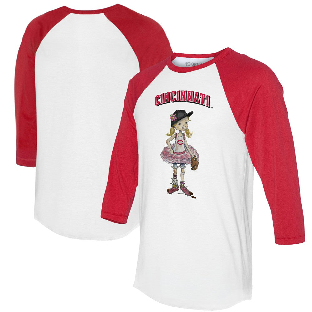 Cincinnati Reds Tiny Turnip Women's Babes 3/4-Sleeve Raglan T-Shirt - White/Red - MLB Online