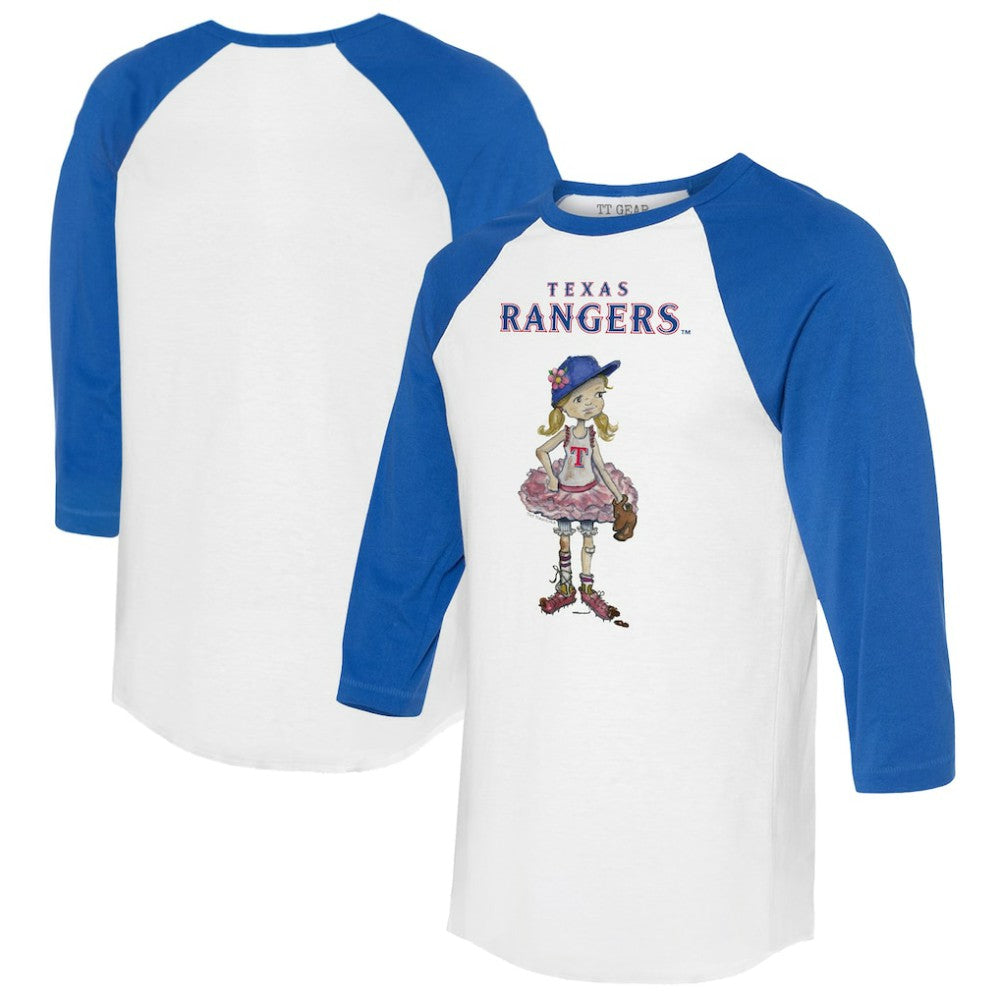 Texas Rangers Tiny Turnip Women's Babes 3/4-Sleeve Raglan T-Shirt - White/Royal - MLB Discount
