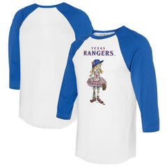 Texas Rangers Tiny Turnip Women's Babes 3/4-Sleeve Raglan T-Shirt - White/Royal - MLB Discount