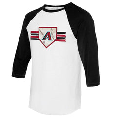Arizona Diamondbacks Tiny Turnip Women's Base Stripe 3/4-Sleeve Raglan T-Shirt - White/Black - MLB Online
