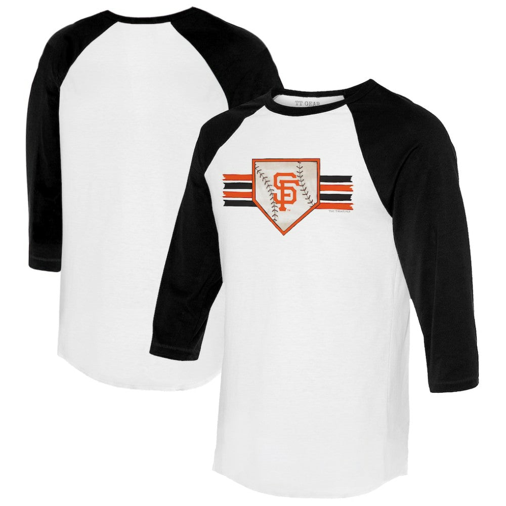 San Francisco Giants Tiny Turnip Women's Base Stripe 3/4-Sleeve Raglan T-Shirt - White/Black - MLB Online