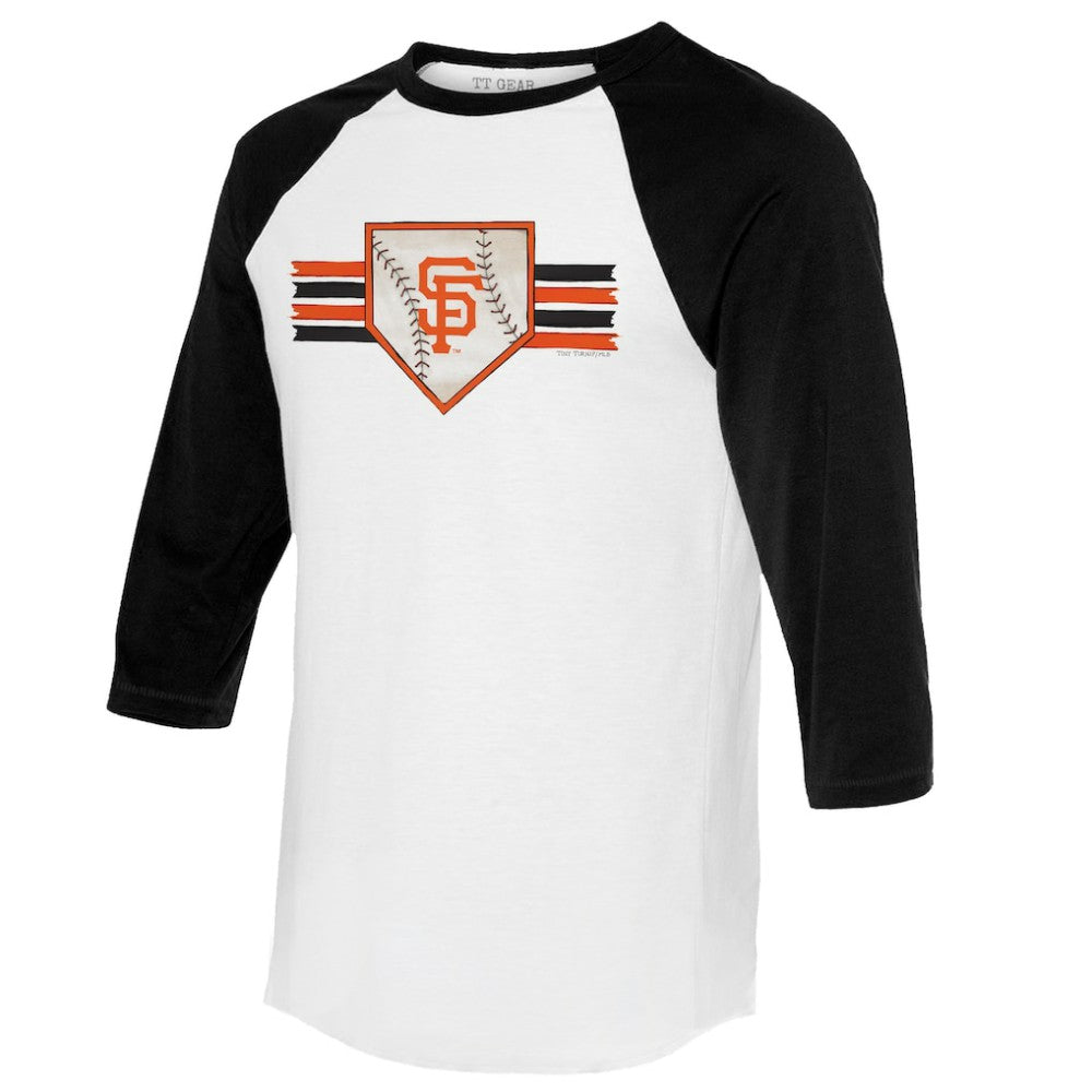 San Francisco Giants Tiny Turnip Women's Base Stripe 3/4-Sleeve Raglan T-Shirt - White/Black - MLB Online