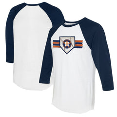Houston Astros Tiny Turnip Women's Base Stripe 3/4-Sleeve Raglan T-Shirt - White/Navy - MLB Lifestyle
