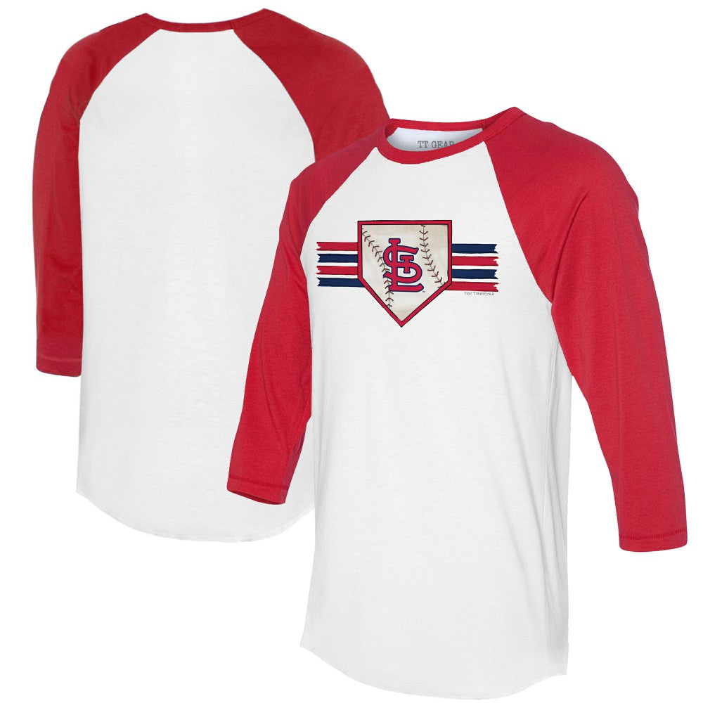 St. Louis Cardinals Tiny Turnip Women's Base Stripe 3/4-Sleeve Raglan T-Shirt - White/Red - MLB Online