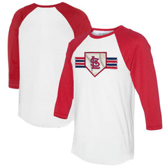 St. Louis Cardinals Tiny Turnip Women's Base Stripe 3/4-Sleeve Raglan T-Shirt - White/Red - MLB Online