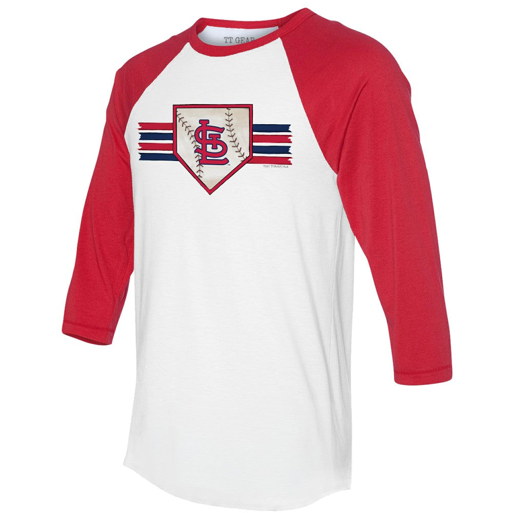St. Louis Cardinals Tiny Turnip Women's Base Stripe 3/4-Sleeve Raglan T-Shirt - White/Red - MLB Online