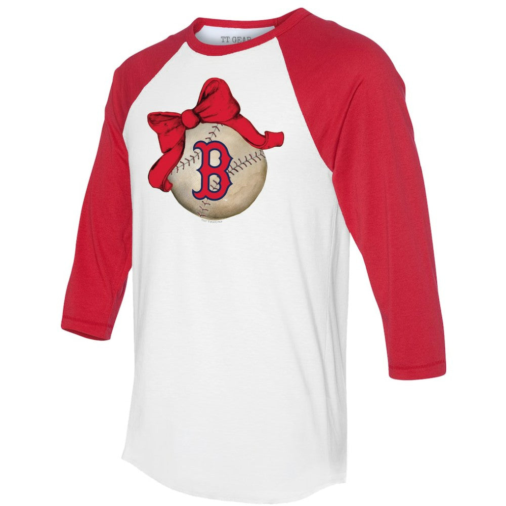 Boston Red Sox Tiny Turnip Women's Baseball Bow 3/4-Sleeve Raglan T-Shirt - White/Red - MLB Online