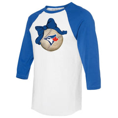 Toronto Blue Jays Tiny Turnip Women's Baseball Bow 3/4-Sleeve Raglan T-Shirt - White/Royal - MLB Online