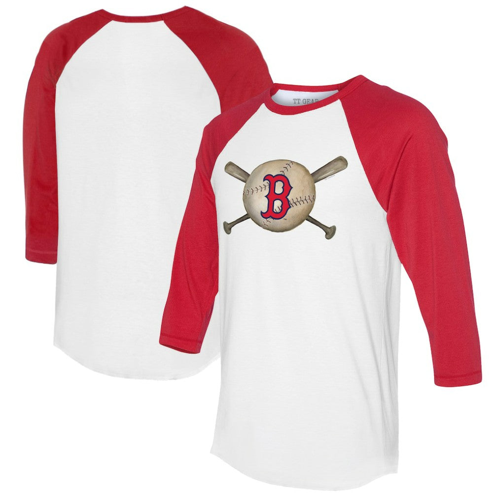 Boston Red Sox Tiny Turnip Women's Baseball Cross Bats 3/4-Sleeve Raglan T-Shirt - White/Red - MLB on Sale